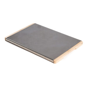 Tagliere rettangolare in acciaio inox/betulla